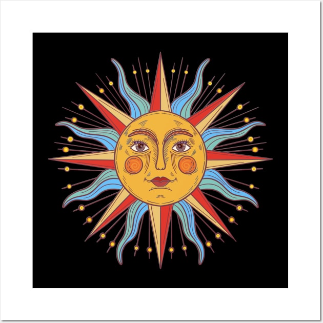 Classic style sun face design Wall Art by DaveDanchuk